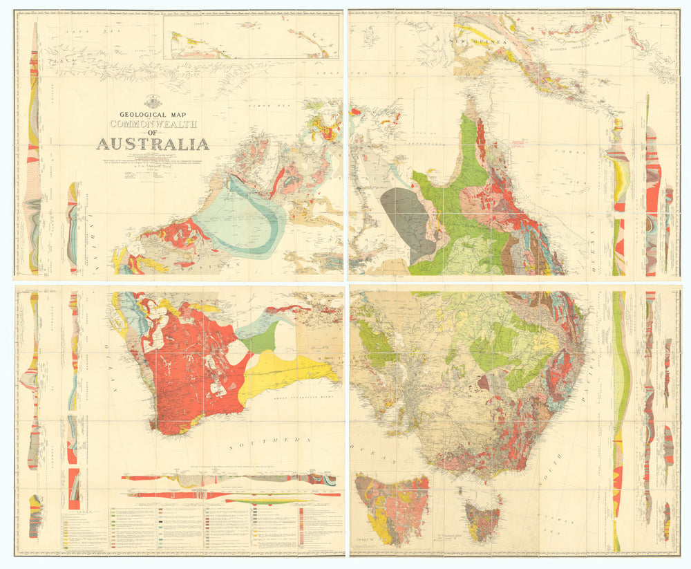 Geological Map of the Commonwealth of Australia—TW Edgeworth David—4 sheets 1931