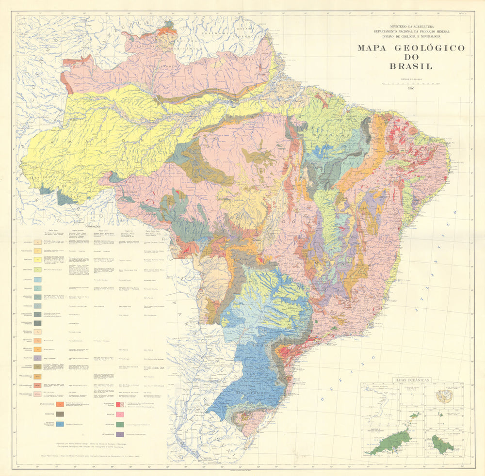 Mapa Geológico do Brasil—Alberto Ribeiro Lamego—Ministério da Agricultura 1960
