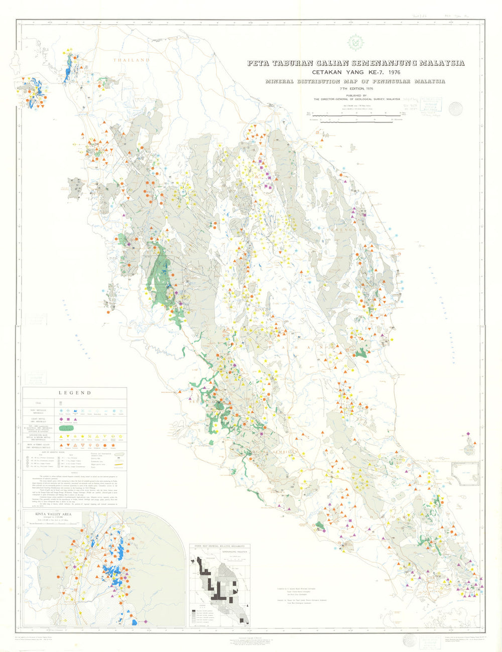 Mineral Distribution Map of Peninsular Malaysia—Rajah, S. Senathi—2 sheets 1976