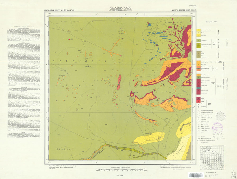 Oldoinyo Ogol—Serengeti—Tanganyika Geological Survey—12 SW—Tanzania 1958 map
