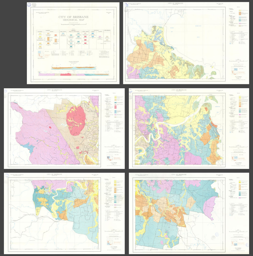 City of Brisbane geological map—6 sheets—Geological Survey of Queensland 1965