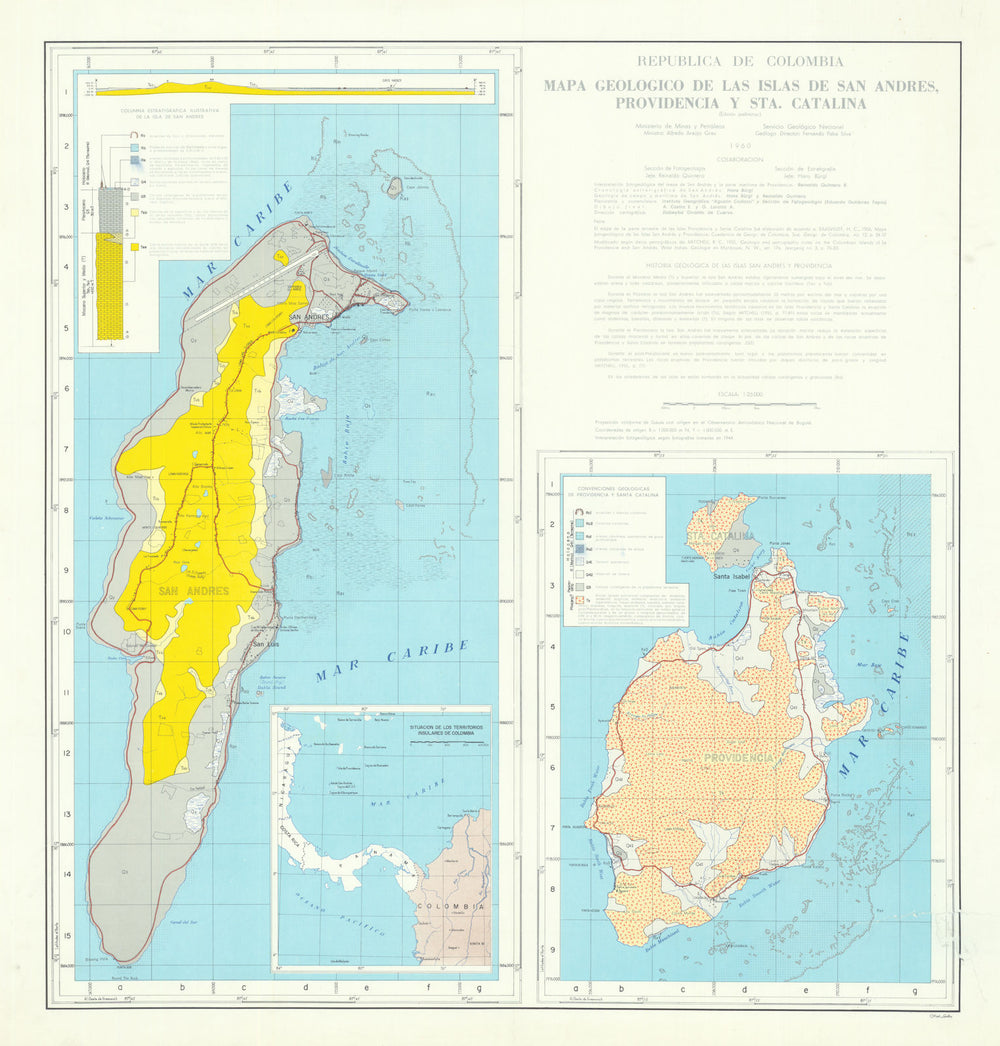 Colombia—Mapa Geológico—Islas San Andrés—Providencia—Sta. Catalina—Quintero 1960