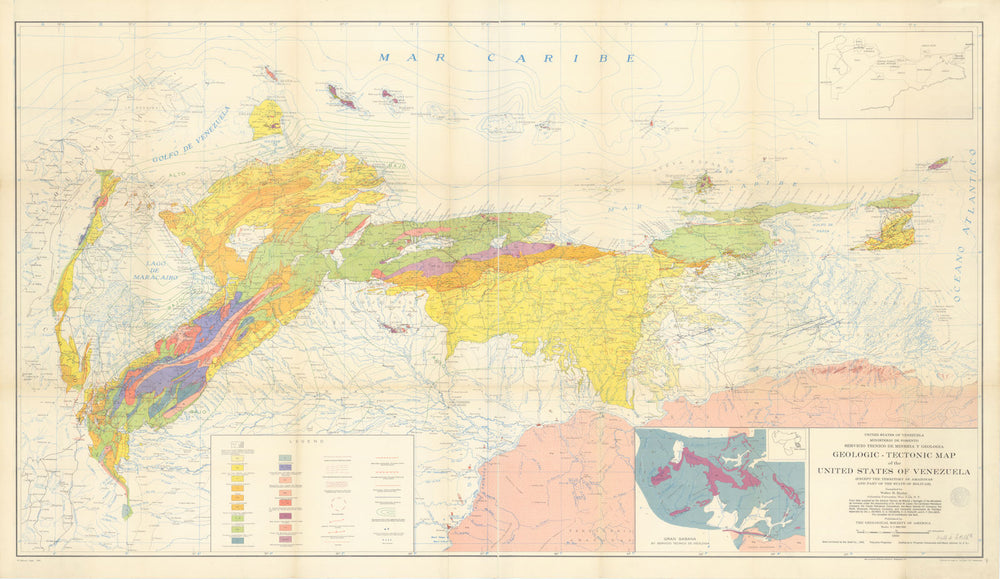 Geologic-Tectonic Map of the United States of Venezuela—Bucher—Geological 1945