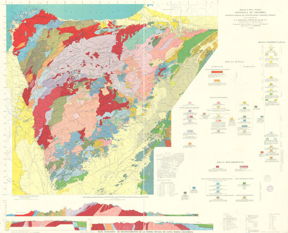 Mapa Geológico de Reconocimiento—Sierra Nevada de Santa Marta—Colombia 1969