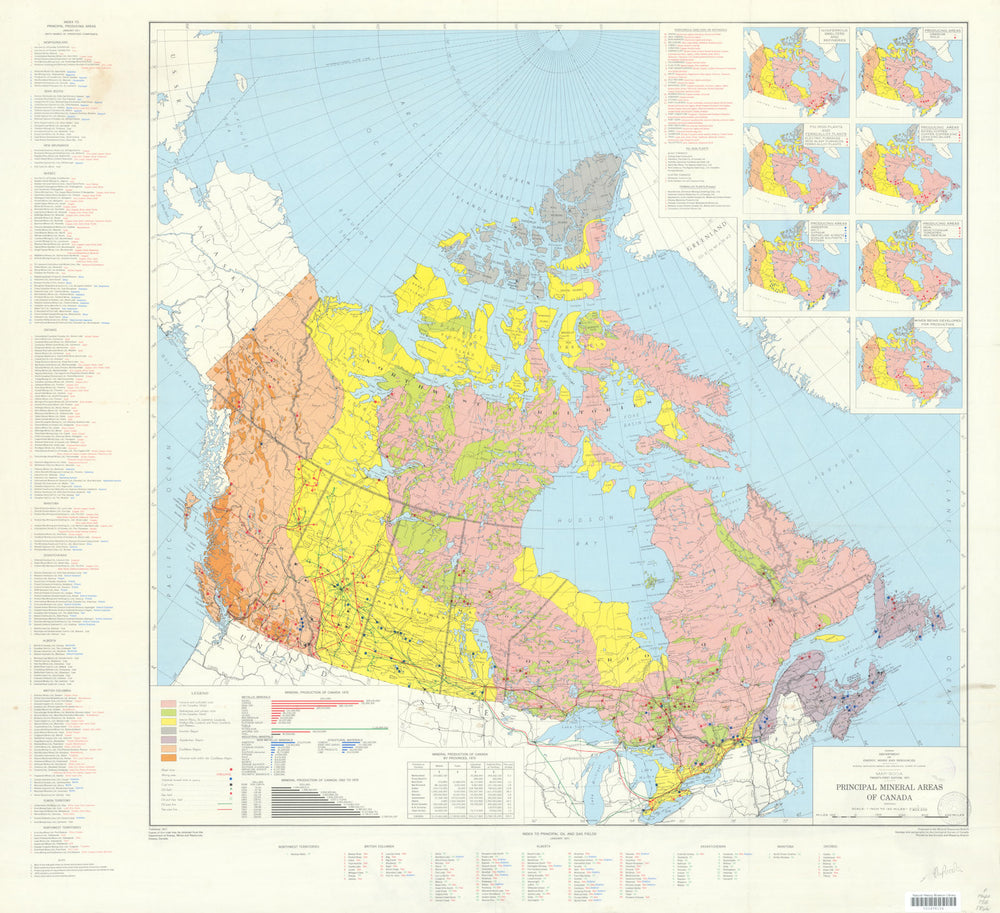 Principal Mineral Areas of Canada—900A—Geological Survey of Canada 1971 map