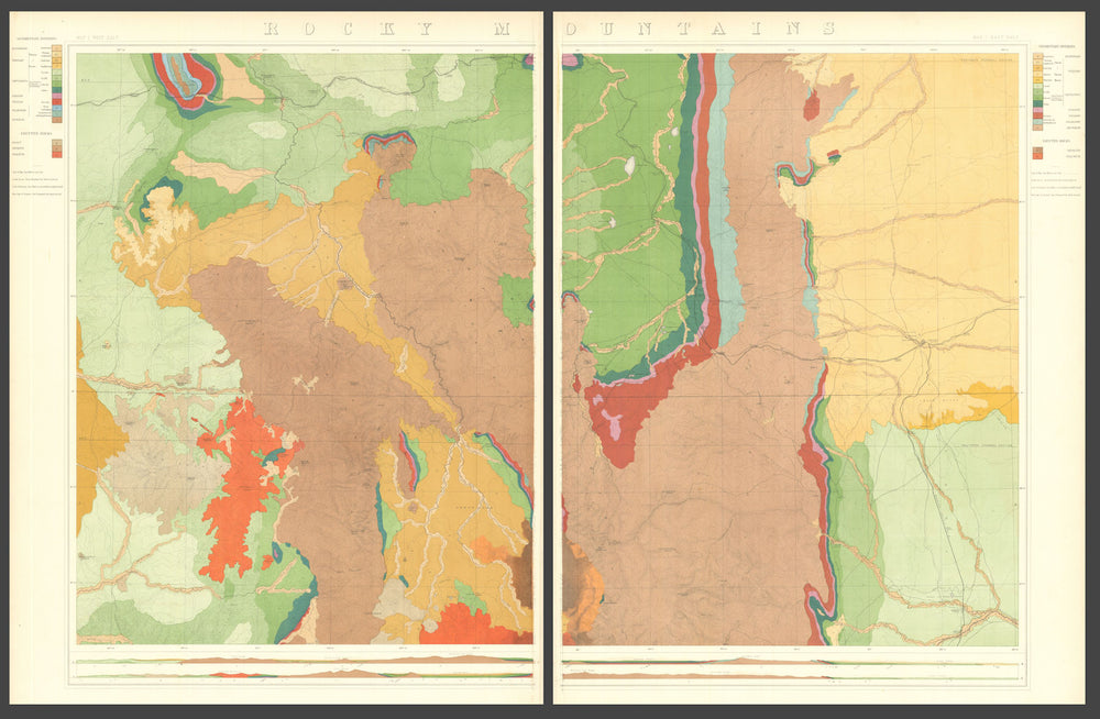 40th Parallel Survey Map I—Rocky Mountains—Geological—Clarence King 1876