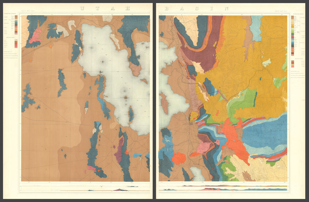 40th Parallel Survey Map III—Utah Basin—Salt Lake—Geological—Clarence King 1876
