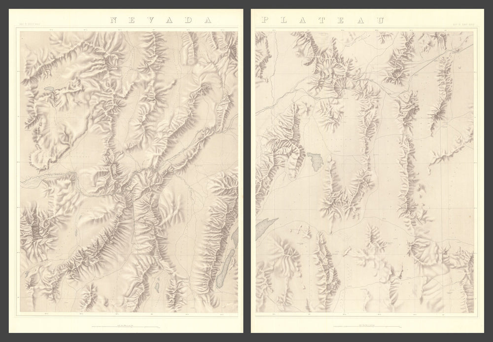 40th Parallel Survey Map IV—Nevada Plateau—Topographical—Clarence King 1876