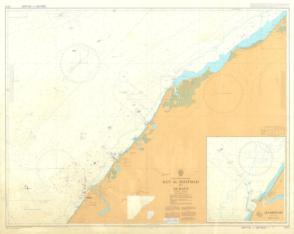 Ra’s al Khaymah to Dubai—UAE Coast—#3711 Admiralty Chart 1977 (1994) old map