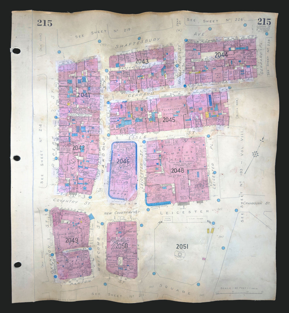Goad London 215—W1/WC2—Soho—Leicester Sq—Chinatown—Gerrard St 1954 (1970) map