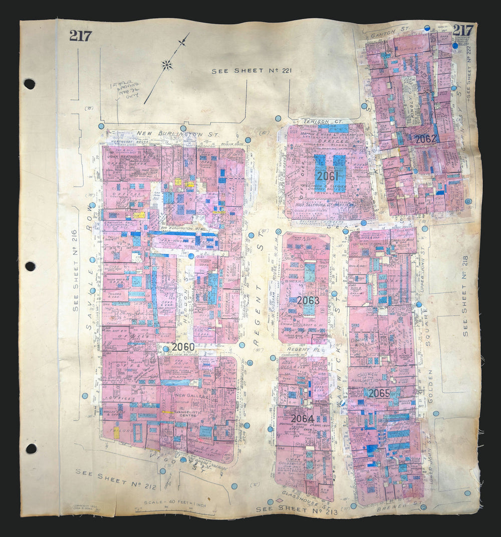Goad London 217—W1—Mayfair—Carnaby & Regent Streets—Savile Row 1948 (1970) map