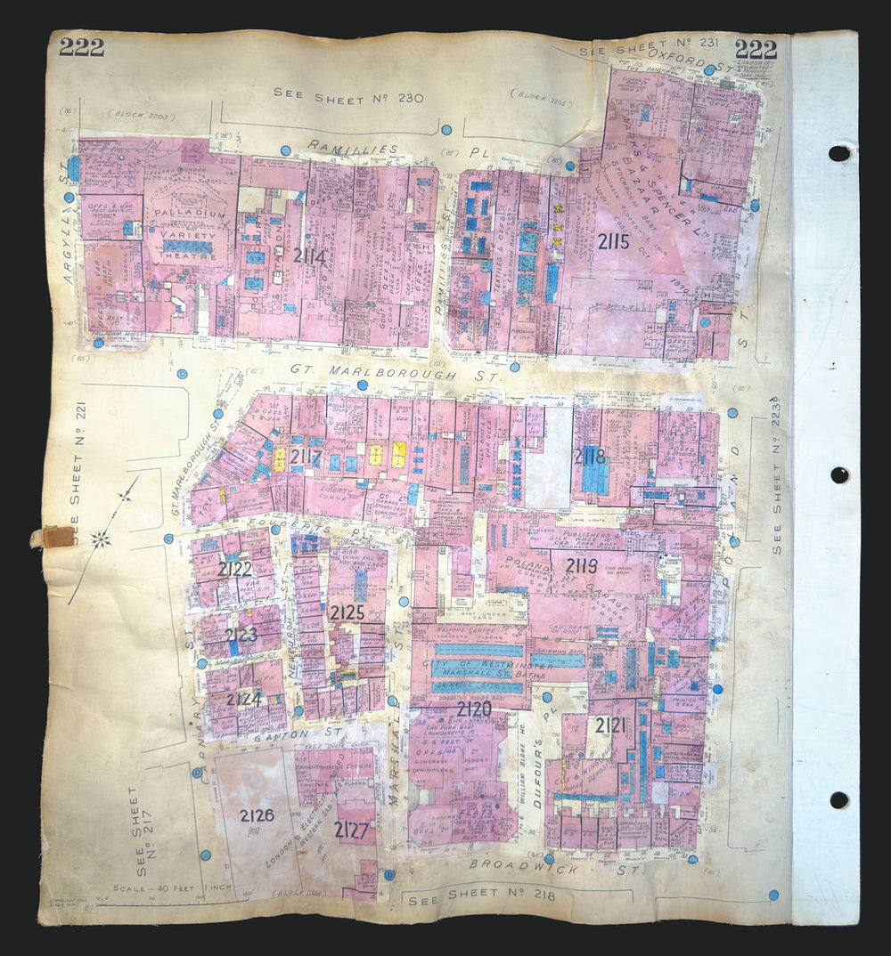 Goad London 222—W1—Soho—Carnaby Street—Liberty—London Palladium 1946 (1970) map