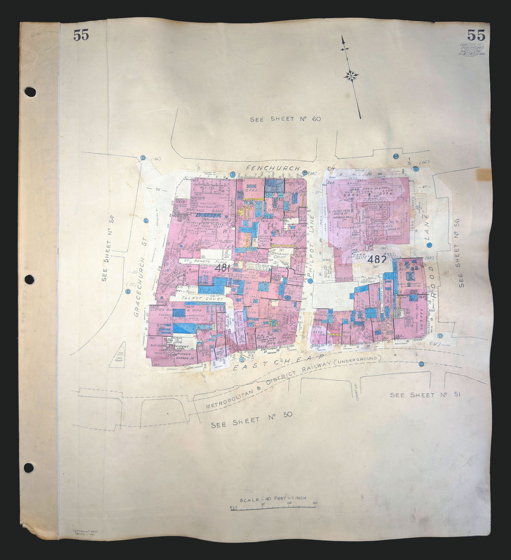 Goad London 55—EC3—Gracechurch & Fenchurch Streets—Eastcheap 1949 (1967) map