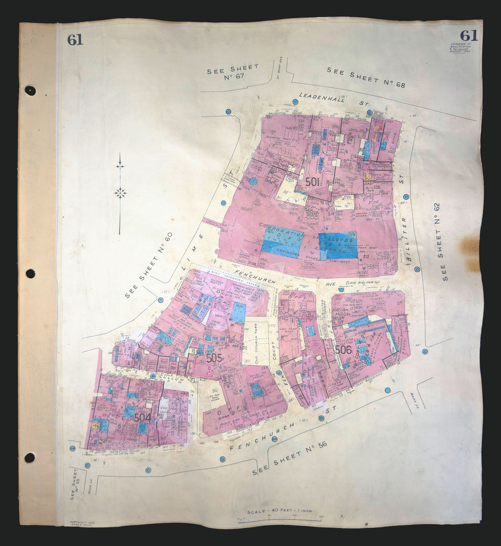 Goad London 61—EC3—Lloyd's—Lime, Leadenhall & Fenchurch Streets 1953 (1969) map