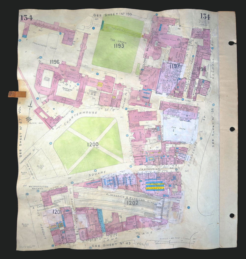 Goad London 134—EC1—Charterhouse Sq—Aldersgate St—Barbican Stn 1952 (1970) map