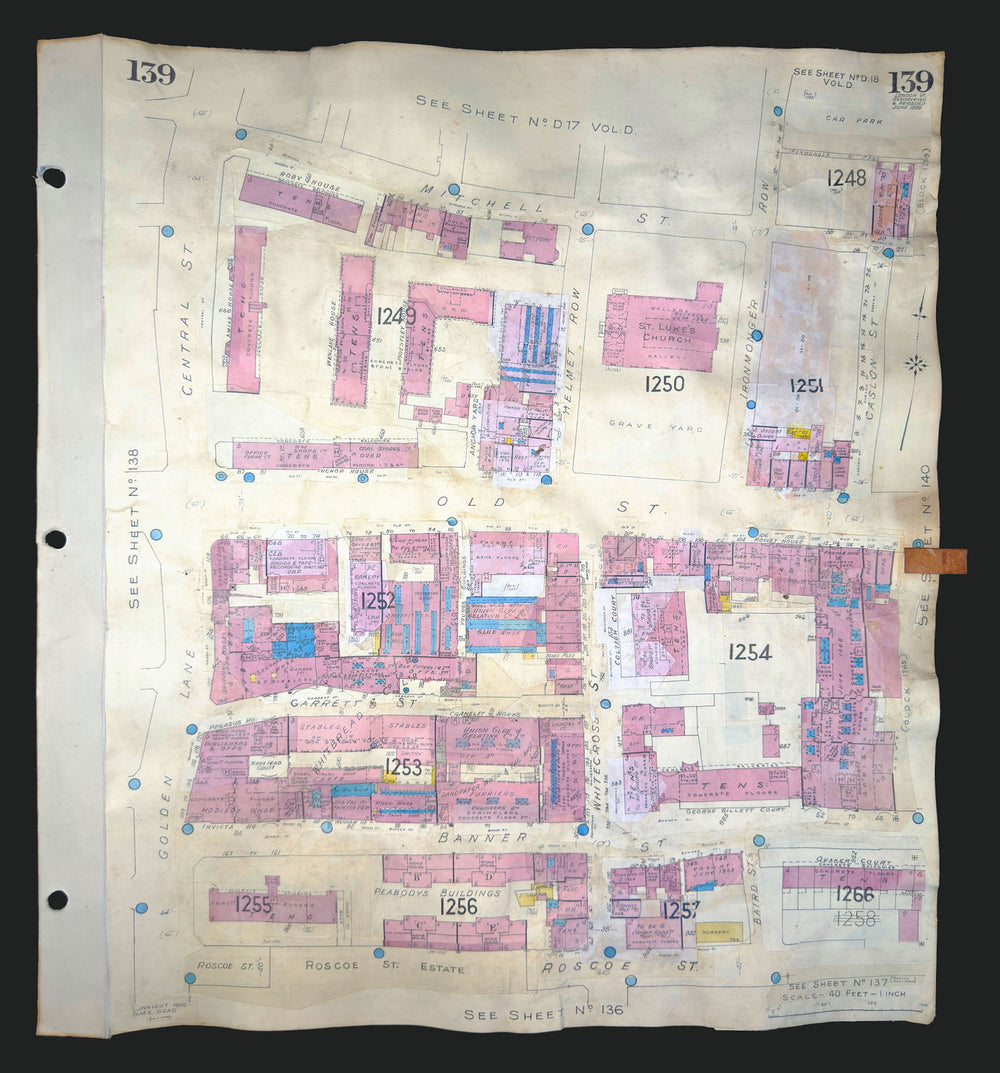 Goad London 139—EC1—Finsbury—St Luke's—Whitecross & Old Streets 1948 (1970) map