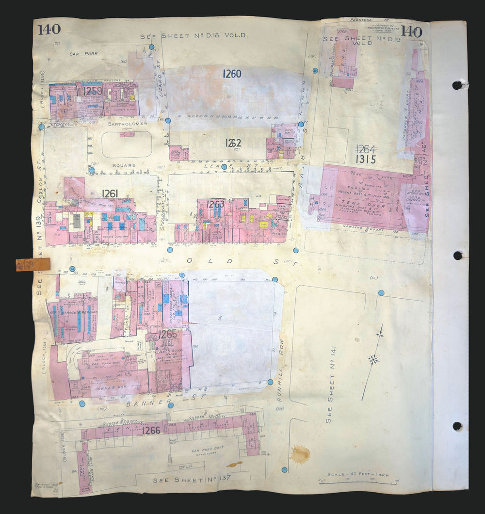 Goad London 140—EC1—Finsbury—Bath & Old Streets—Bunhill Row 1948 (1970) map