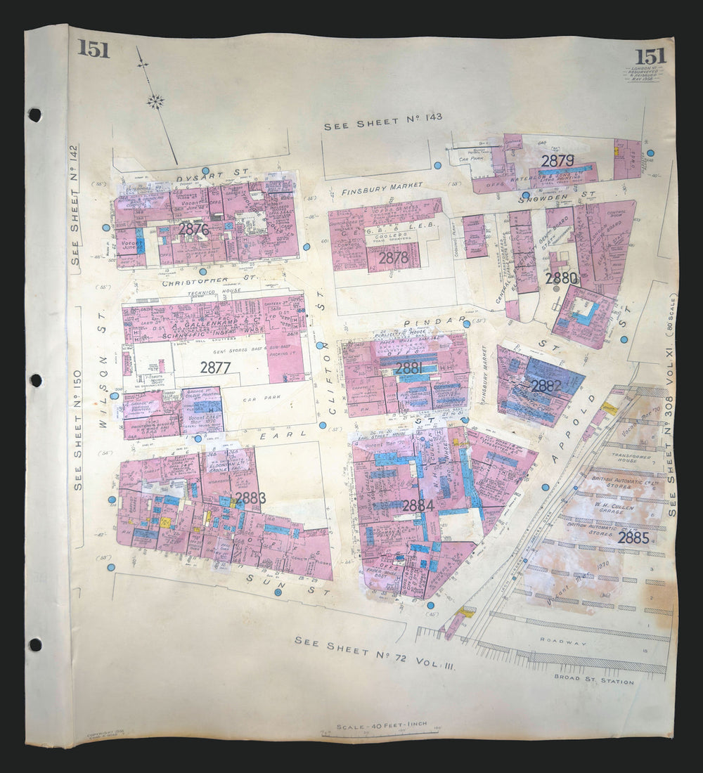 Goad London 151—EC2—Finsbury Market—Clifton & Wilson Streets 1958 (1970) map