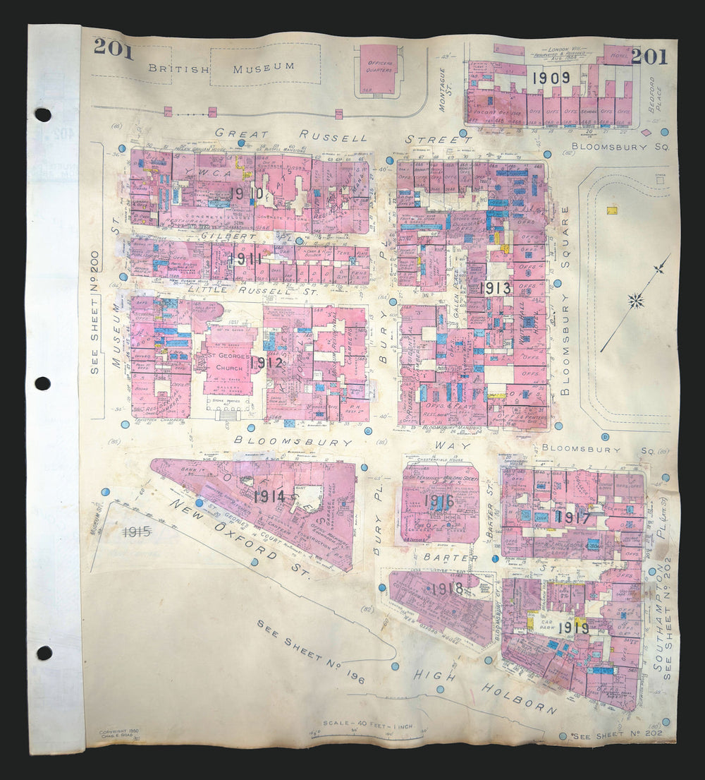 Goad London 201—WC1—Bloomsbury Sq—St George's—Great Russell St 1944 (1970) map