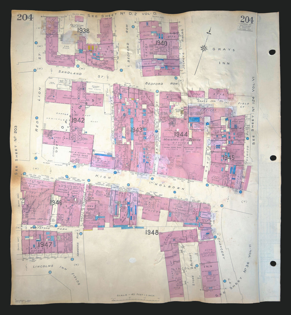 Goad London 204—WC1/WC2—High Holborn—Gray's Inn—Bedford Row 1960 (1970) map