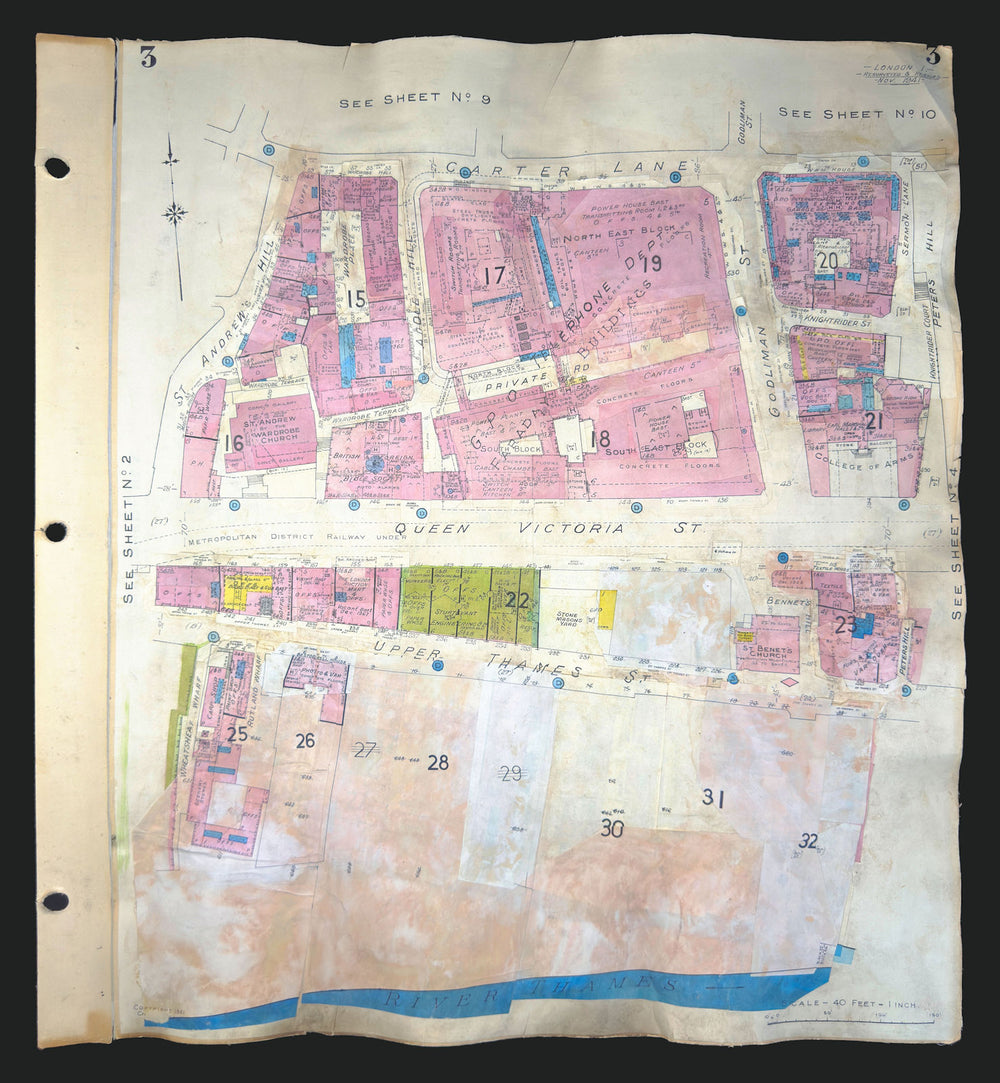 Goad London 3—EC4—Queen Victoria St—College of Arms—Faraday Bldg 1941 (1970) map