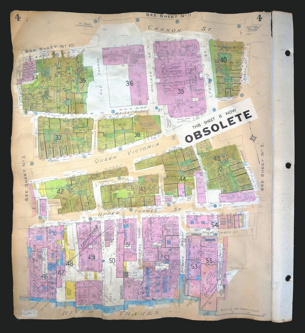 Goad London 4—EC4—Financial Times—Queen Victoria & Cannon Street 1928 (1958) map