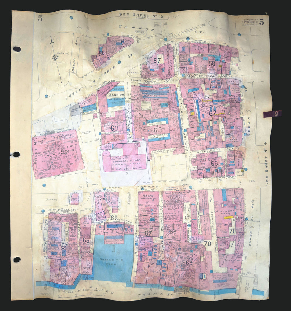Goad London 5—EC4—Queenhithe—Vintners' Hall—Upper Thames Street 1957 (1970) map