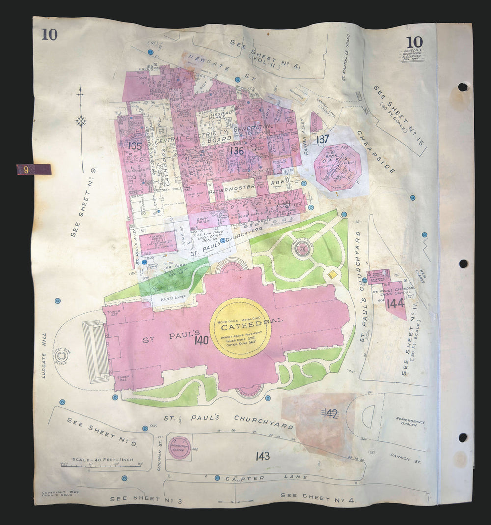 Goad London 10—EC4—St Paul's Cathedral—Cheapside—Paternoster Row 1962 (1969) map