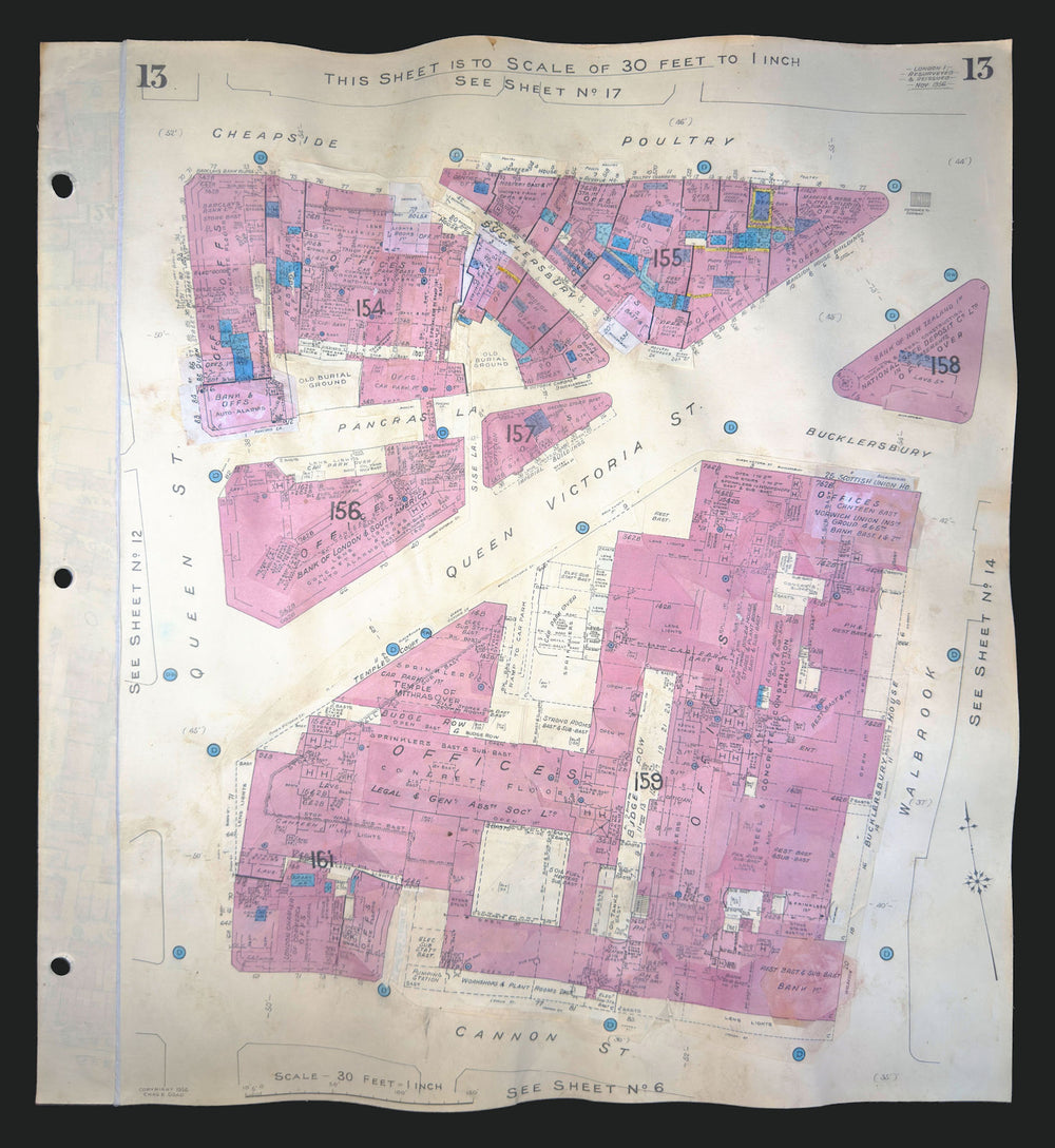 Goad London 13—EC4—Temple of Mithras—Poultry—Cheapside—Walbrook 1956 (1970) map