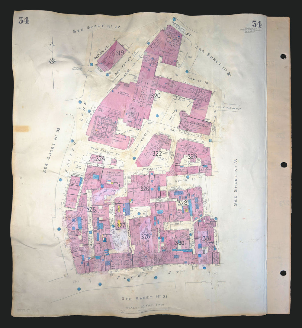 Goad London 34—EC4—Fleet Street—Fetter Lane—Gough Sq—Dr Johnson 1952 (1969) map