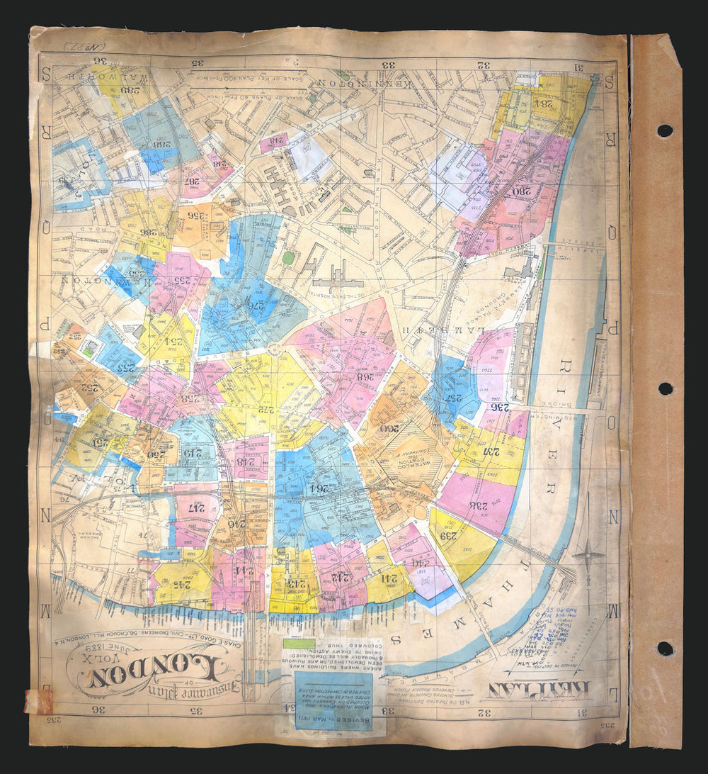 Goad London 235—SE1/SE11—Waterloo—South key—Lambeth—Southwark 1889 (1971) map