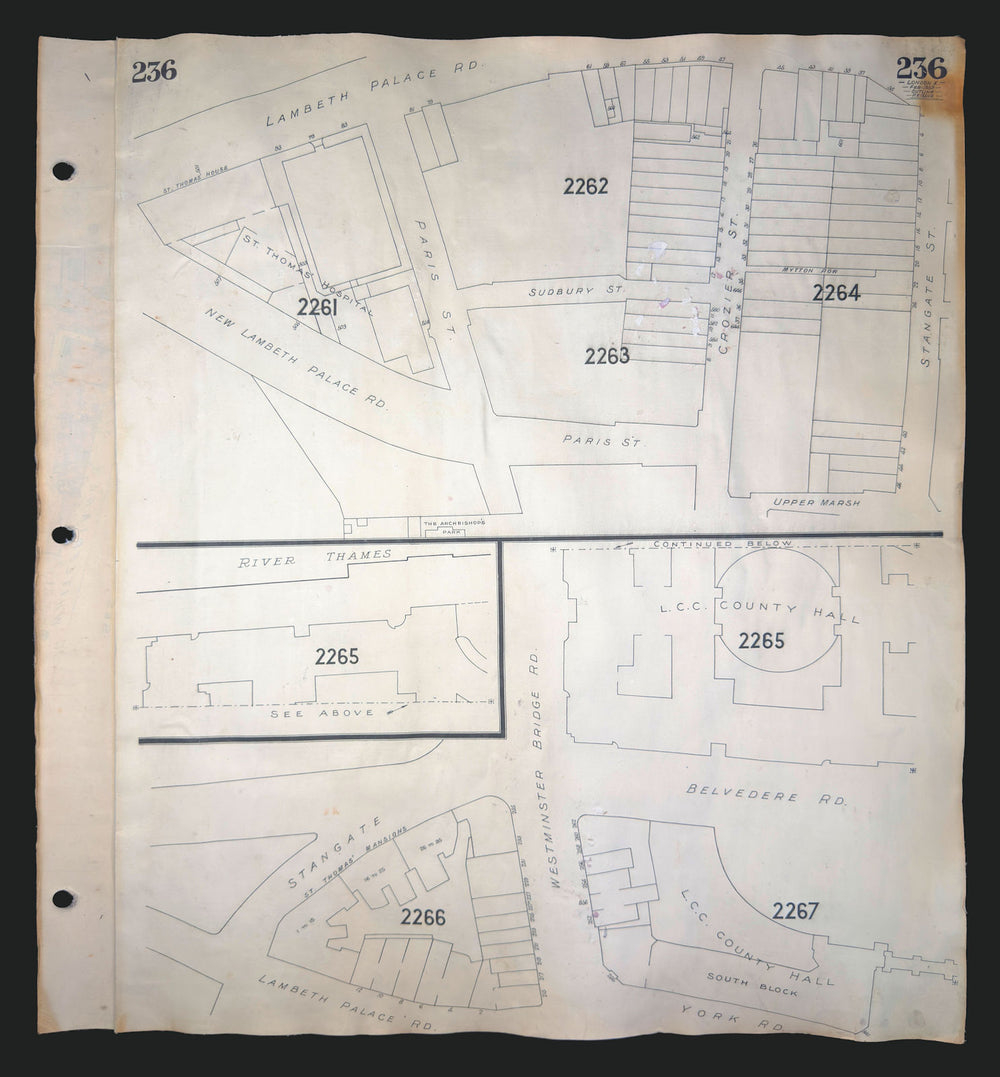 Goad London 236—SE1—Lambeth—St Thomas' Hospital—County Hall—Stangate 1959 map