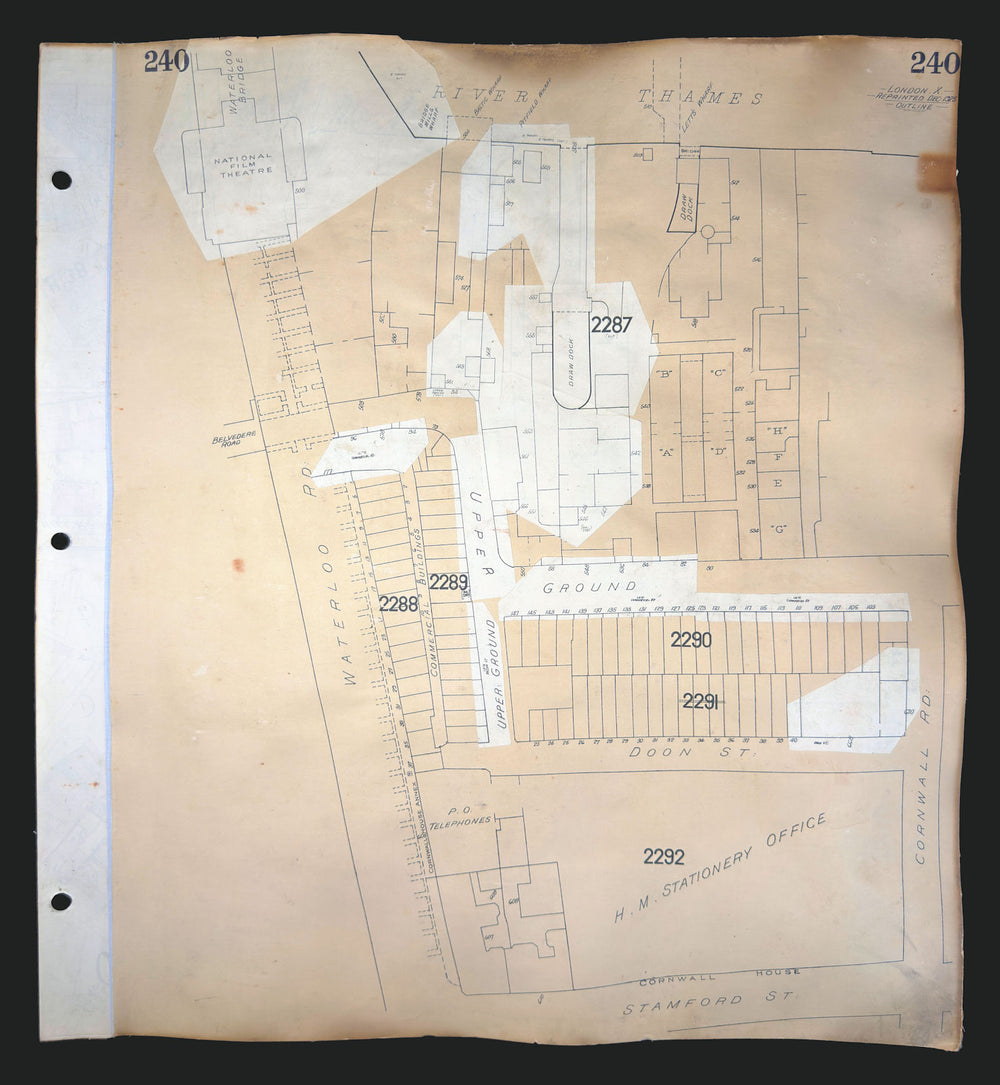 Goad London 240—SE1—Waterloo Bridge—National Film Theatre—HMSO 1925 (c1971) map