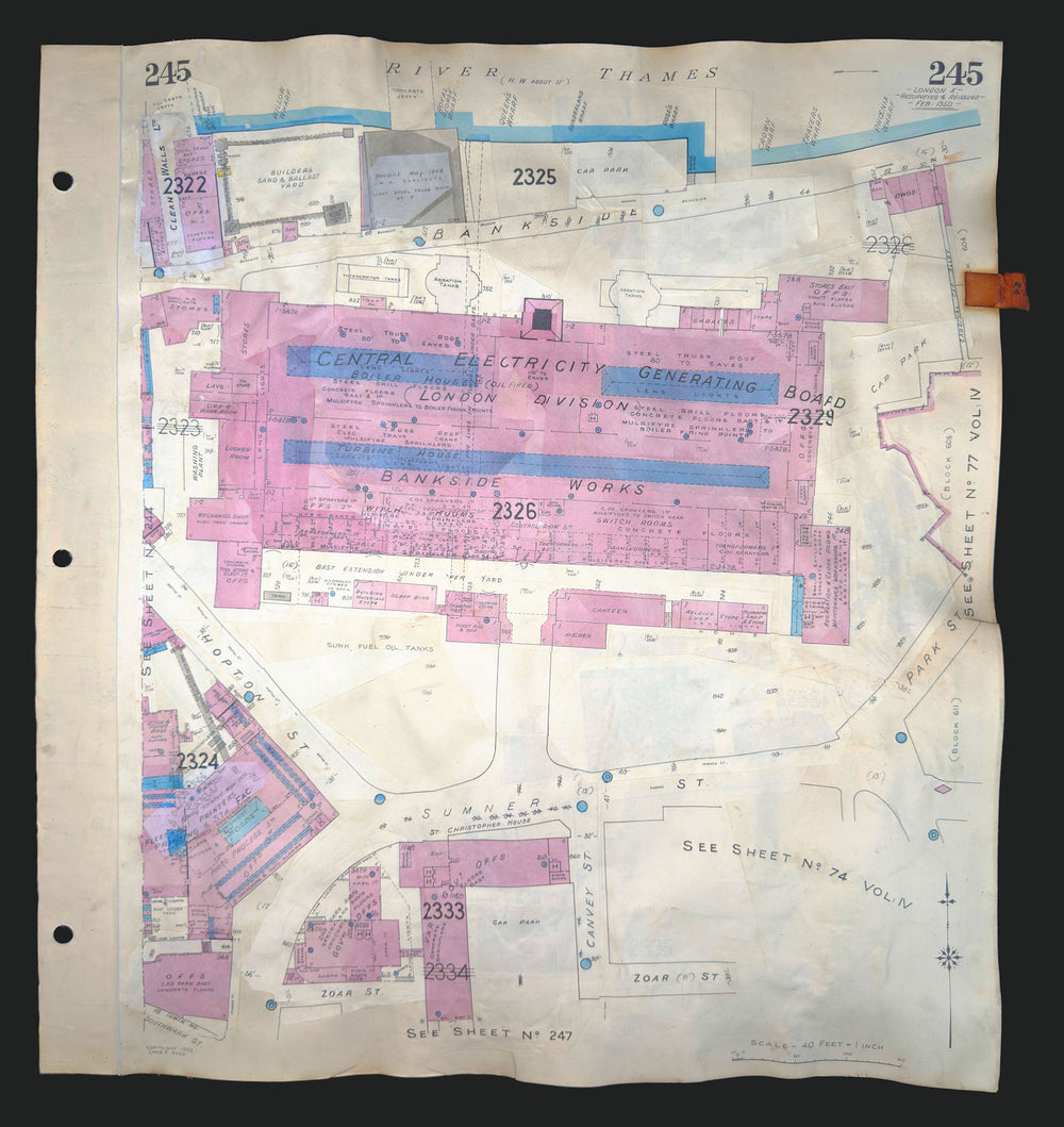 Goad London 245—SE1—Bankside Power Station—Sumner, Hopton Street 1950 (1971) map