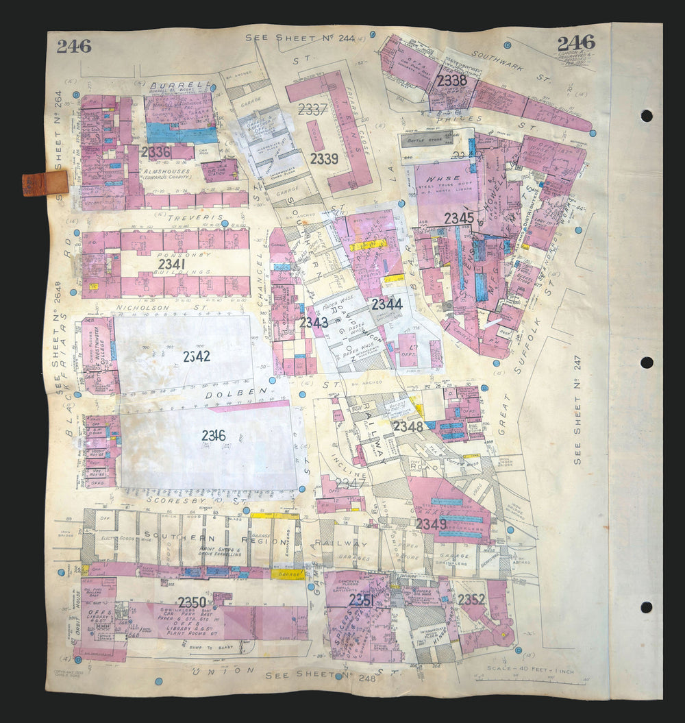 Goad London 246—SE1—Southwark—Blackfriars Road—Great Suffolk St 1950 (1971) map