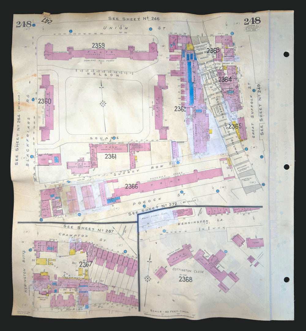 Goad London 248—SE1—Southwark—Nelson Square—Blackfriars Rd 1956 (1971) old map