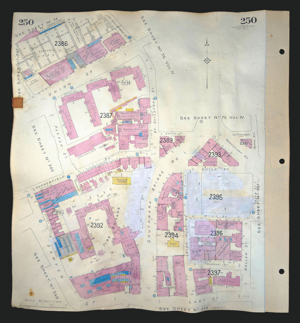 Goad London 250—SE1—Borough—Southwark Bridge Road—Union Street 1952 (1971) map