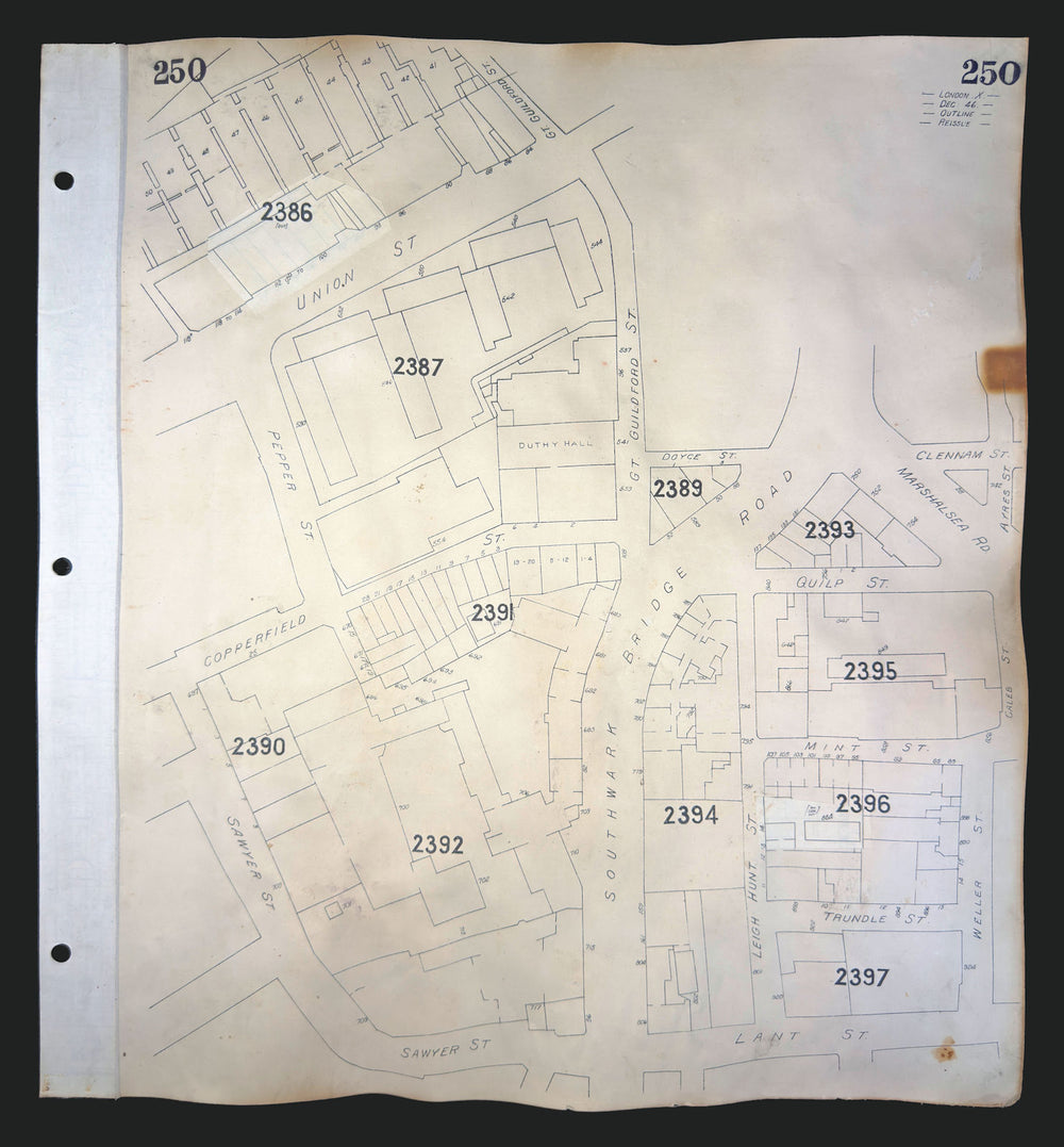 Goad London 250—SE1—Borough—Marshalsea & Southwark Bridge Roads—Mint St 1946 map