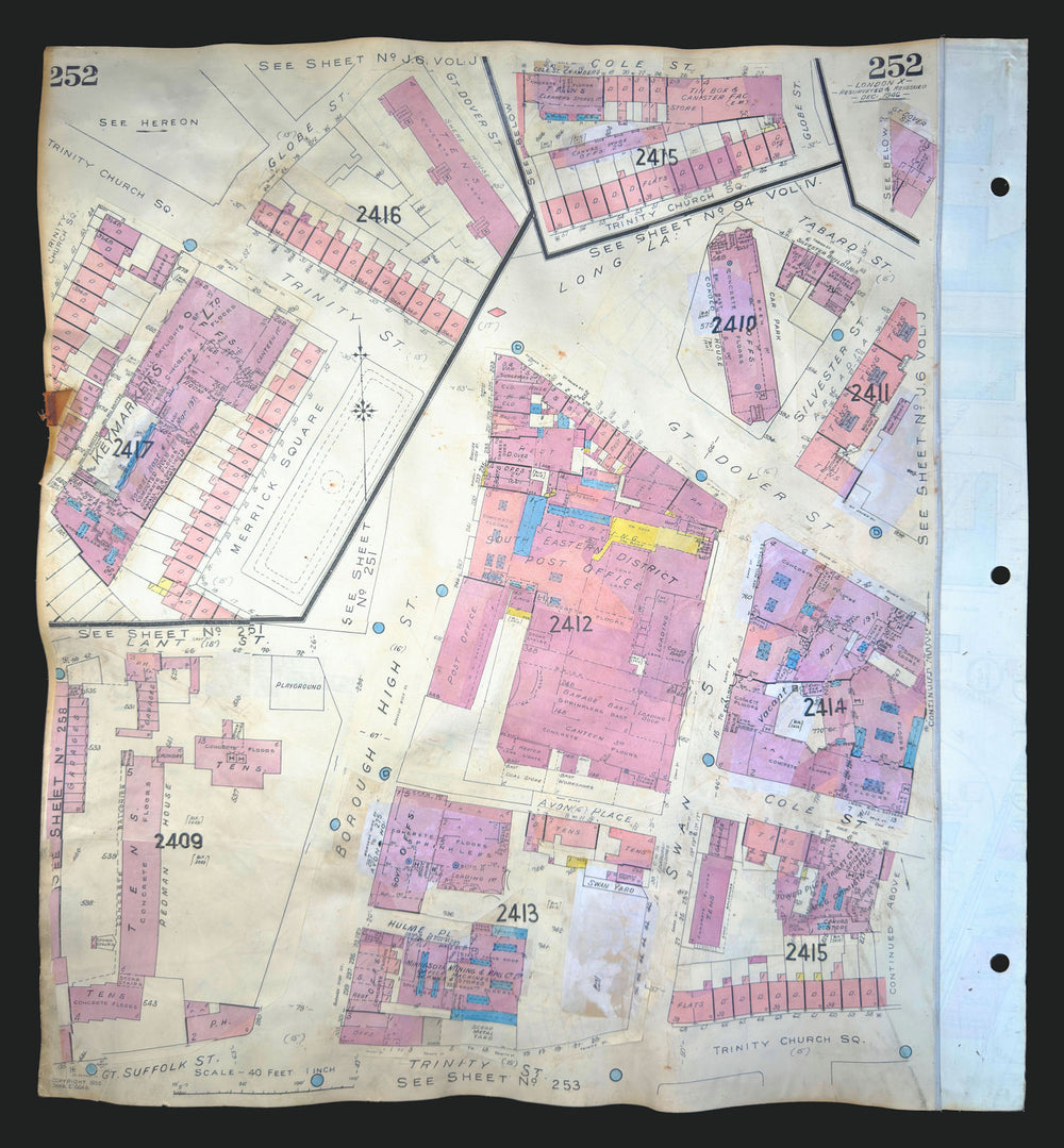 Goad London 252—SE1—Borough High Street—Trinity Church Square 1946 (1971) map
