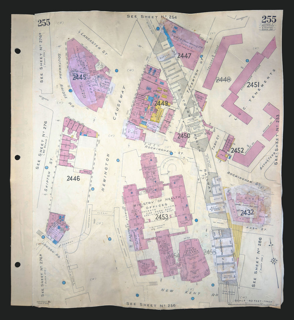 Goad London 255—SE1—Elephant & Castle—Fleming House—Odeon cinema 1962 (1971) map
