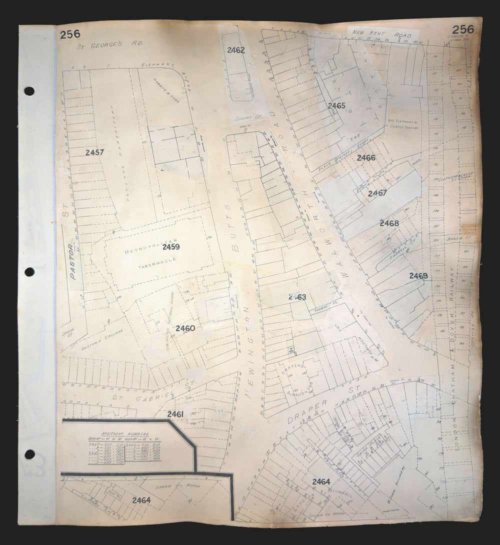 Goad London 256—SE1—Elephant & Castle—Theatre—Tabernacle 1889 (c1971) old map