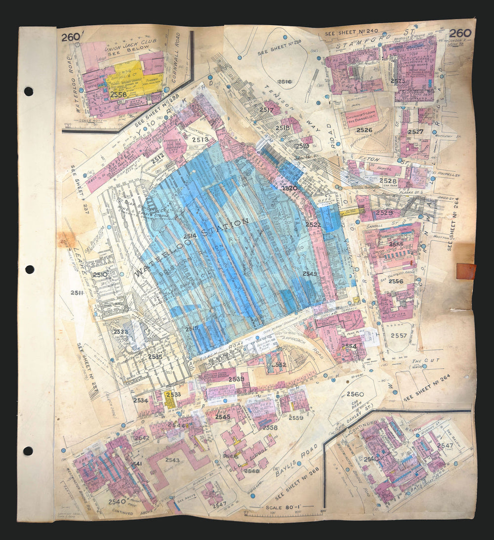 Goad London 260—SE1—Waterloo Station—Lower Marsh—Waterloo Road 1889 (1971) map