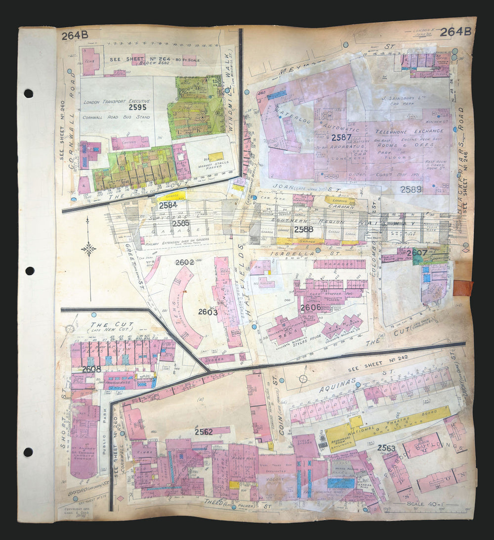 Goad London 264B—SE1—Waterloo—The Cut—National Theatre rooms 1889 (1971) map