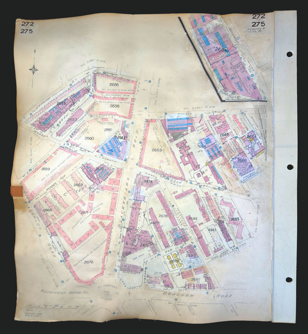 Goad London 272–275—SE1—Southwark—St George's Circus—Peabody Sq 1889 (1971) map