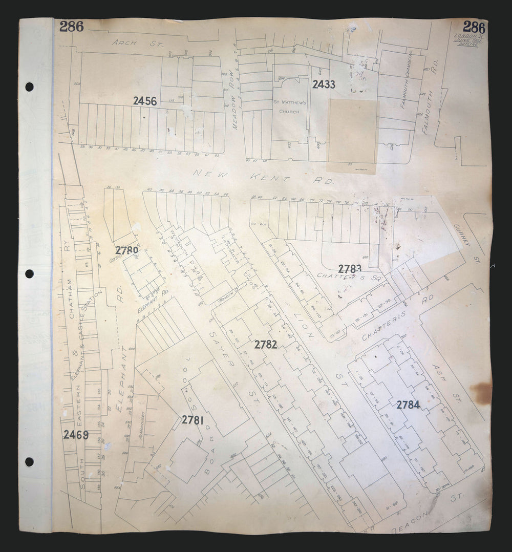 Goad London 286—SE17/SE1—Elephant & Castle—New Kent Rd—Sayer St 1901 (c1971) map