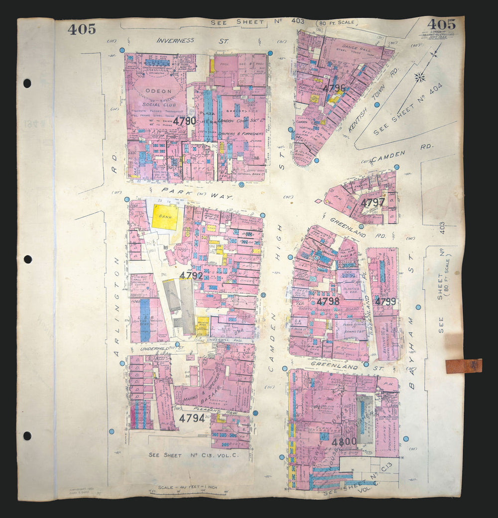 Goad London 405—NW1—Camden High Street—Parkway—Kentish Town Road 1948 (1970) map