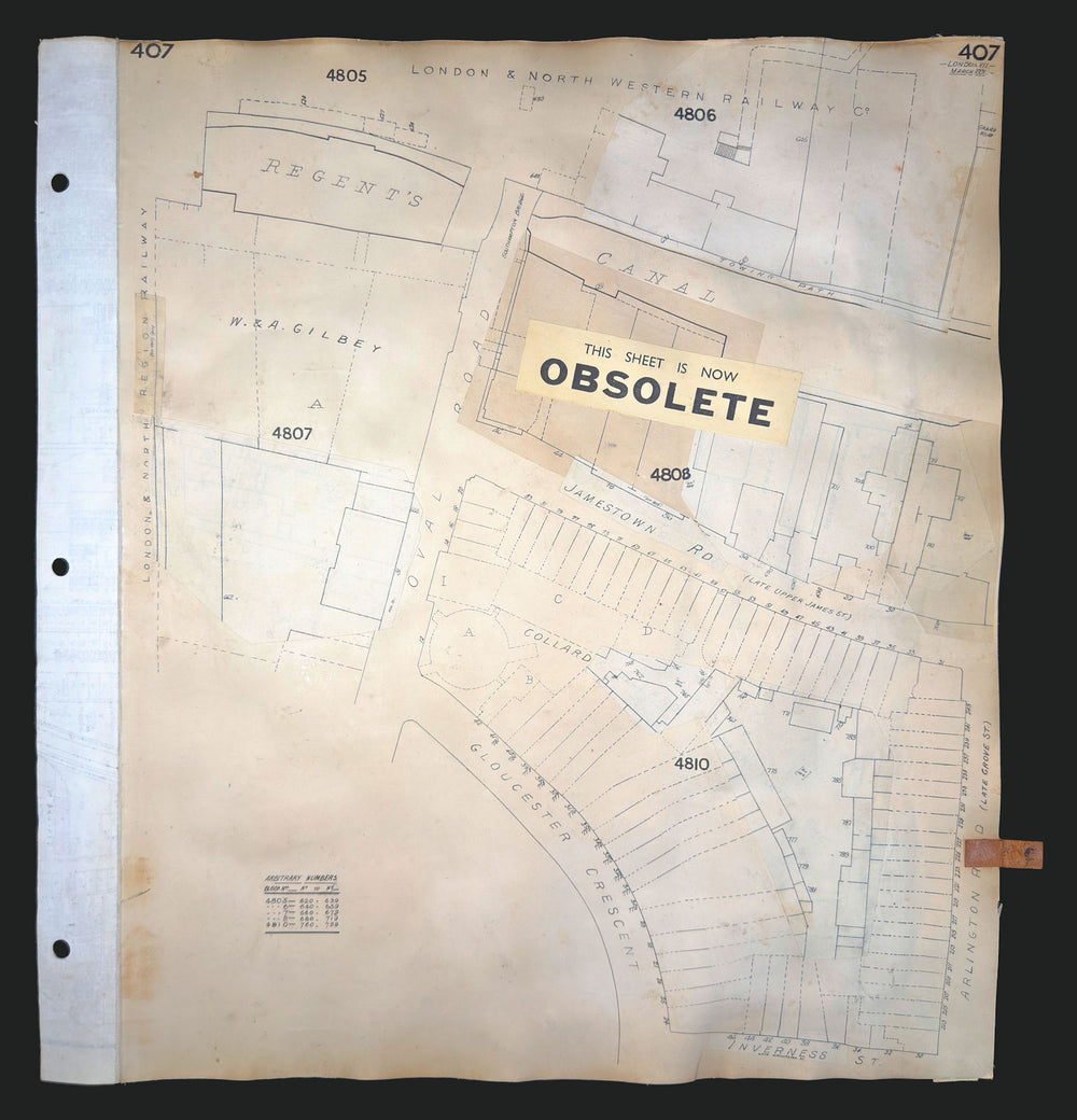Goad London 407—NW1—Camden—Regent's Canal—Gloucester Crescent 1891 (c1954) map