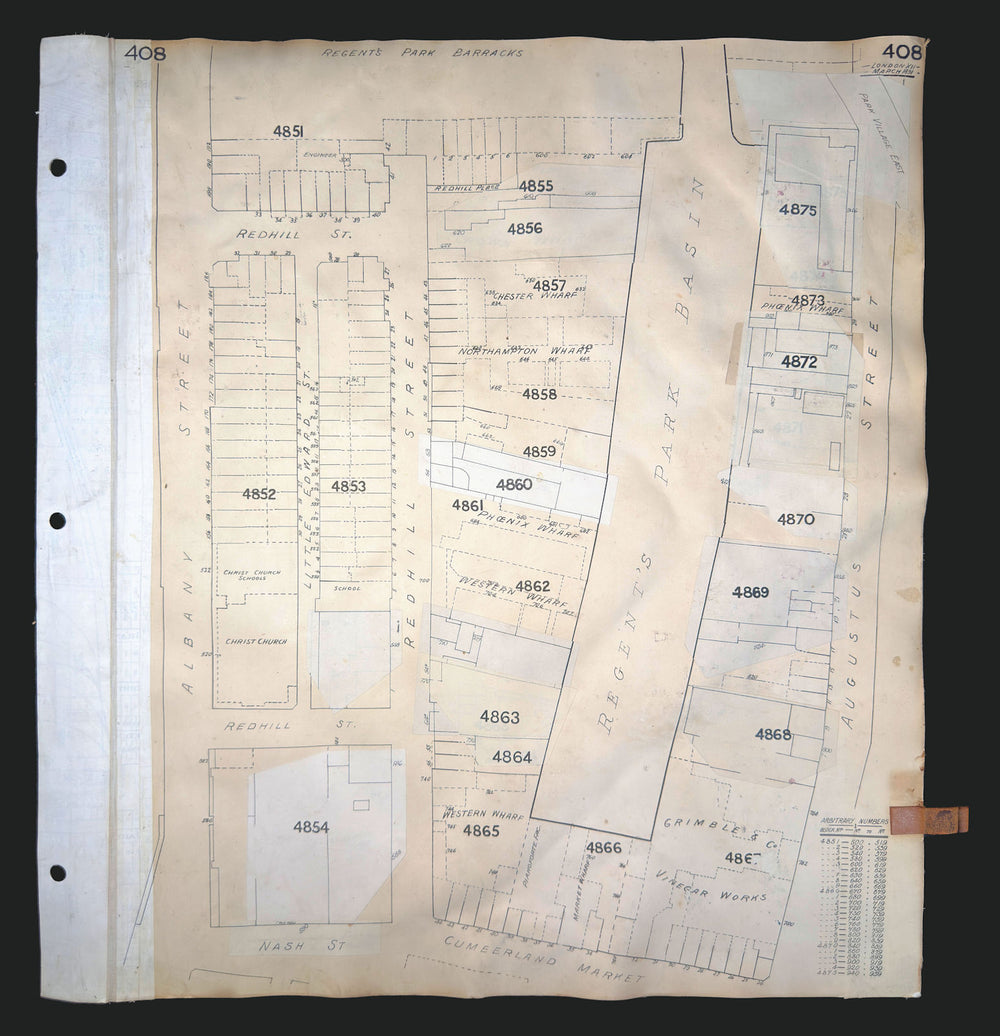 Goad London 408—NW1—Regent's Park Basin—Barracks—Cumberland Mkt 1891 (c1971) map