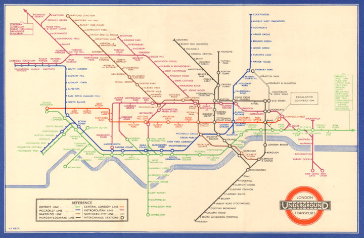 London Underground pocket maps by Harry Beck