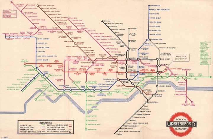 London Underground maps by Harry Beck (1933-1960)